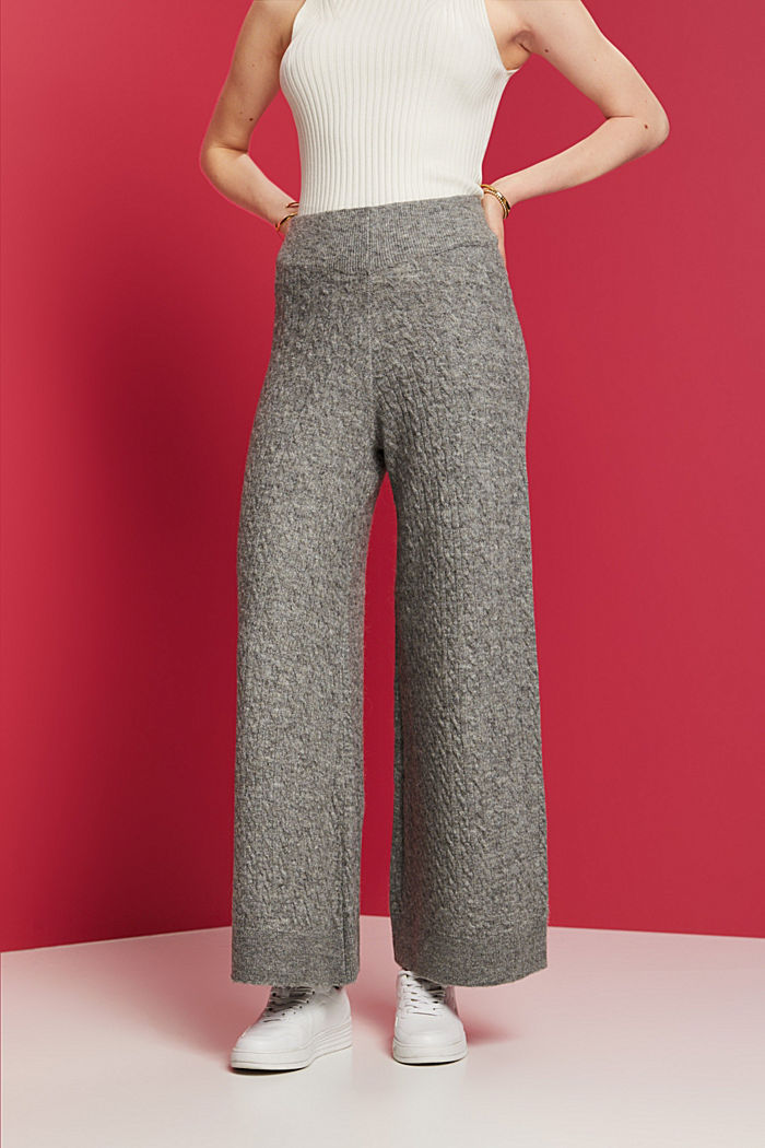 Cable knit trousers, MEDIUM GREY 5, detail-asia image number 0