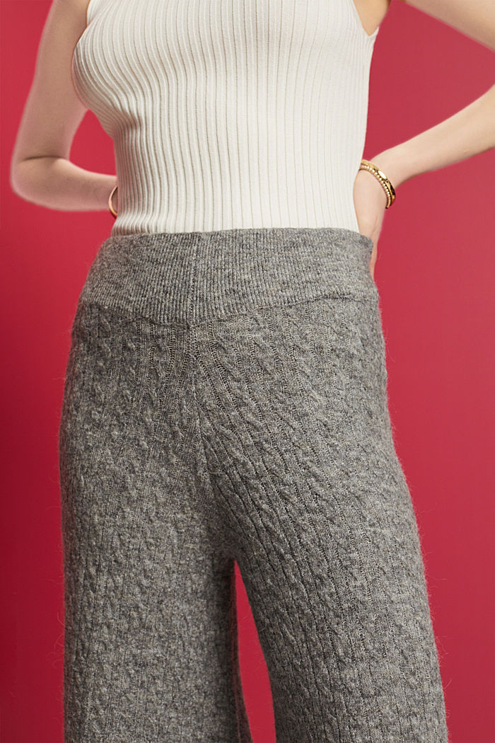 絞花針織長褲, 灰色, detail-asia image number 2