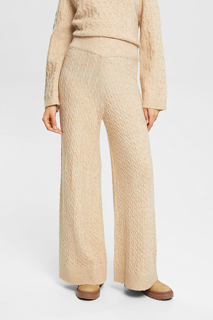 Cable knit trousers, SAND, detail-asia image number 0