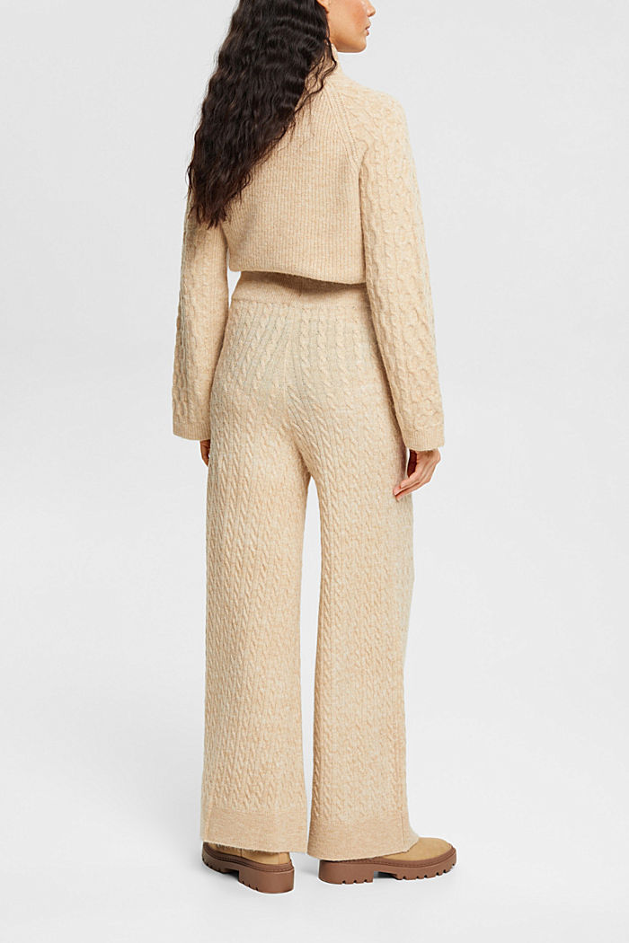 Cable knit trousers, SAND, detail-asia image number 3