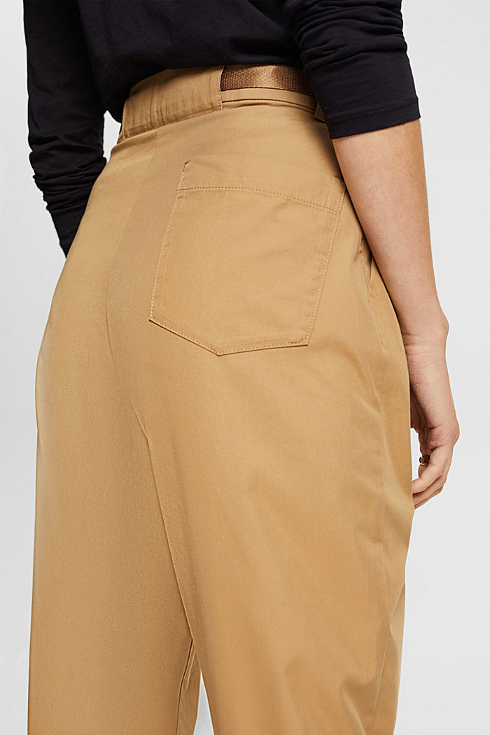 Balloon fit trousers with elasticated hem, KHAKI BEIGE, detail-asia image number 4