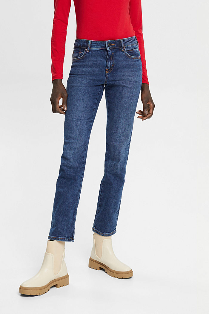 High-rise straight leg jeans, BLUE DARK WASHED, detail-asia image number 0