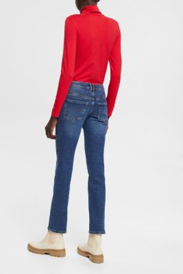 High-rise straight leg jeans, BLUE DARK WASHED, detail-asia image number 3