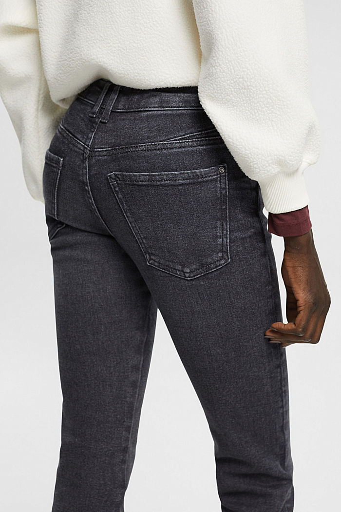 High-rise straight leg stretch jeans, GREY DARK WASHED, detail-asia image number 2