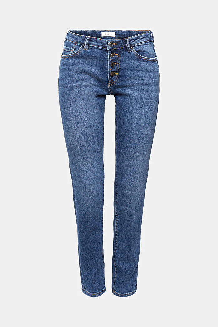 Mid-rise slim fit stretch jeans, Dual Max, BLUE MEDIUM WASHED, detail-asia image number 7