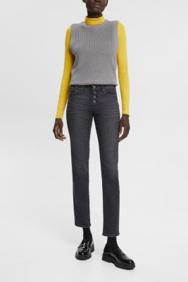 Shop the Latest in Women's Fashion Midrise slim fit jeans with buttons