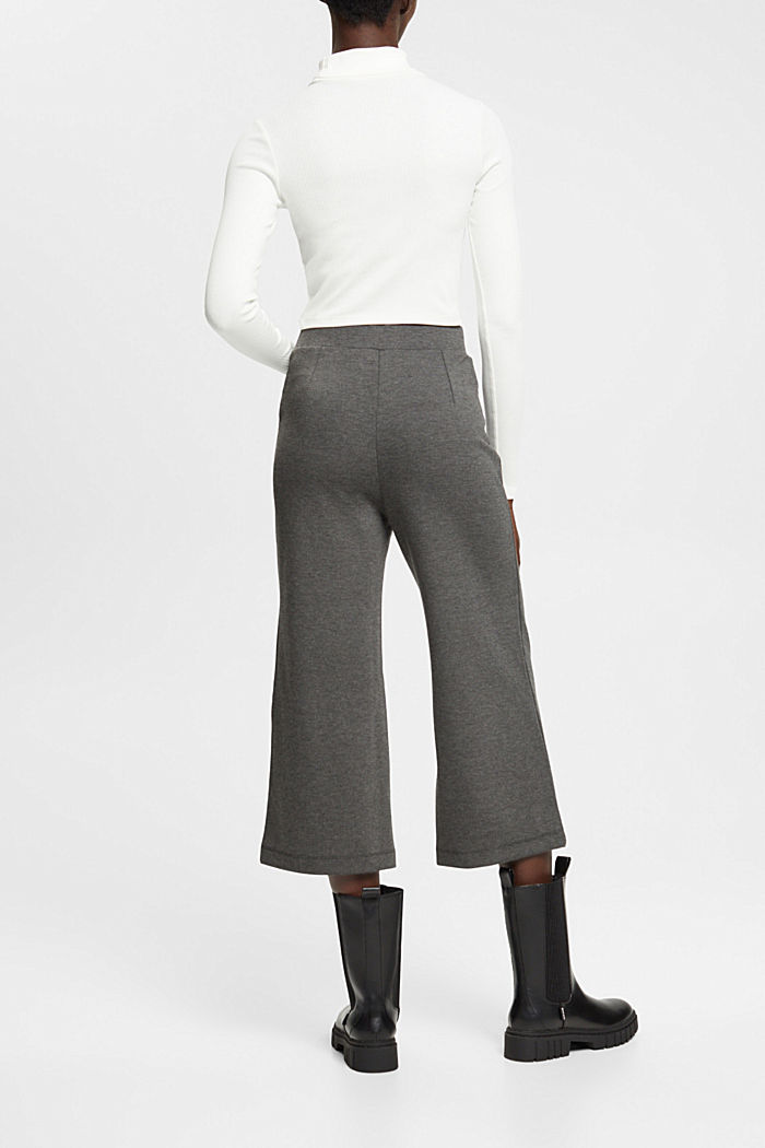 Jersey wide leg cropped trousers, GUNMETAL, detail-asia image number 3
