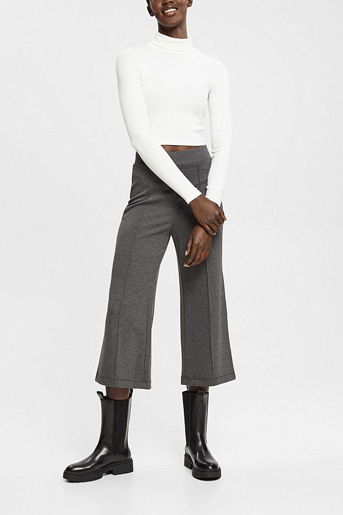 High-rise jersey culottes, GUNMETAL, detail-asia image number 5