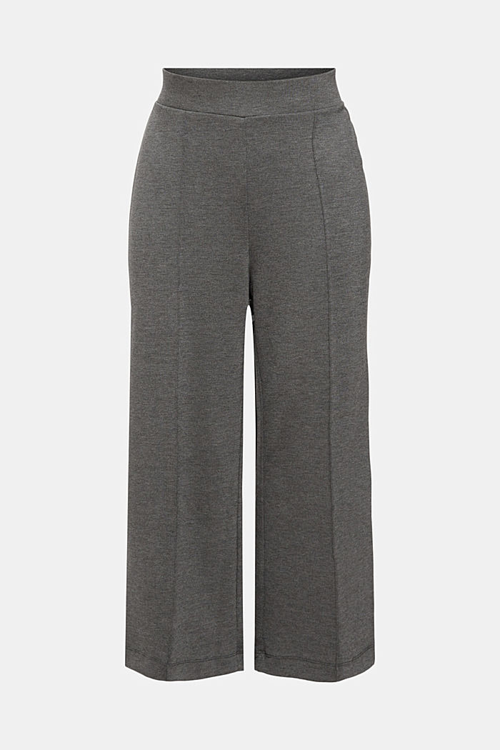 Jersey wide leg cropped trousers, GUNMETAL, detail-asia image number 7