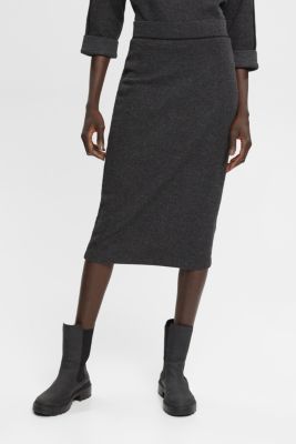 Rib knit pencil skirt