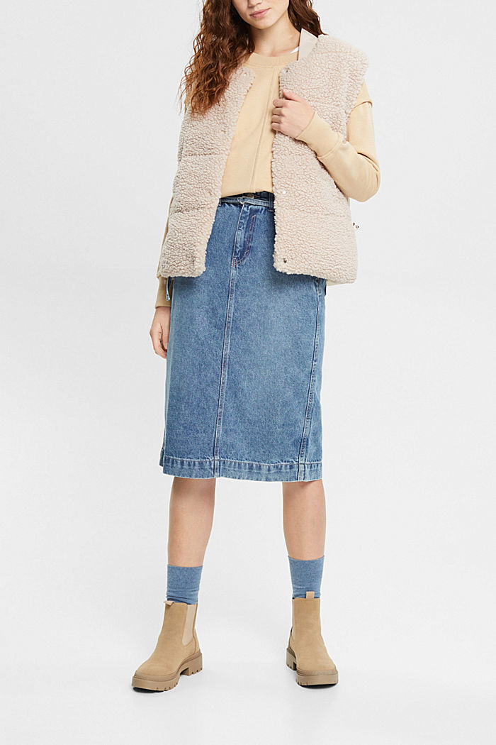 Denim skirt with paperbag waistband, BLUE LIGHT WASHED, detail-asia image number 2