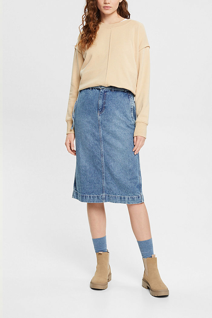 Denim skirt with paperbag waistband, BLUE LIGHT WASHED, detail-asia image number 3