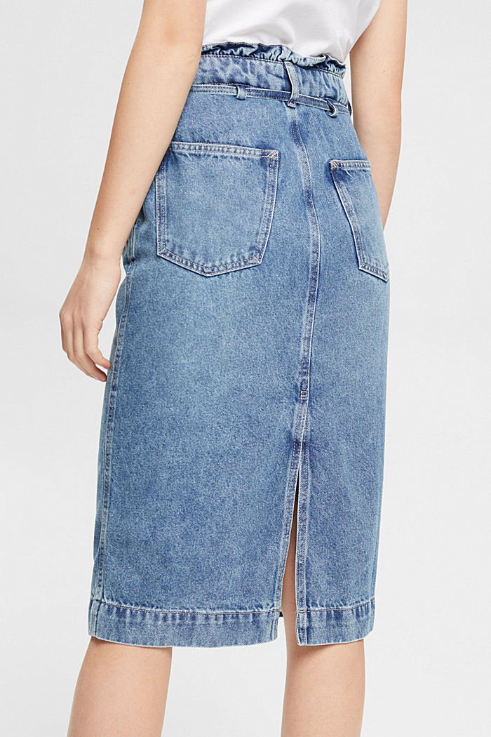 Denim skirt with paperbag waistband, BLUE LIGHT WASHED, detail-asia image number 5