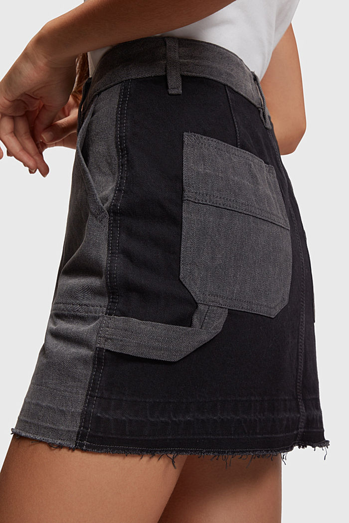Workwear release hem mini skirt, BLACK MEDIUM WASH, detail-asia image number 3