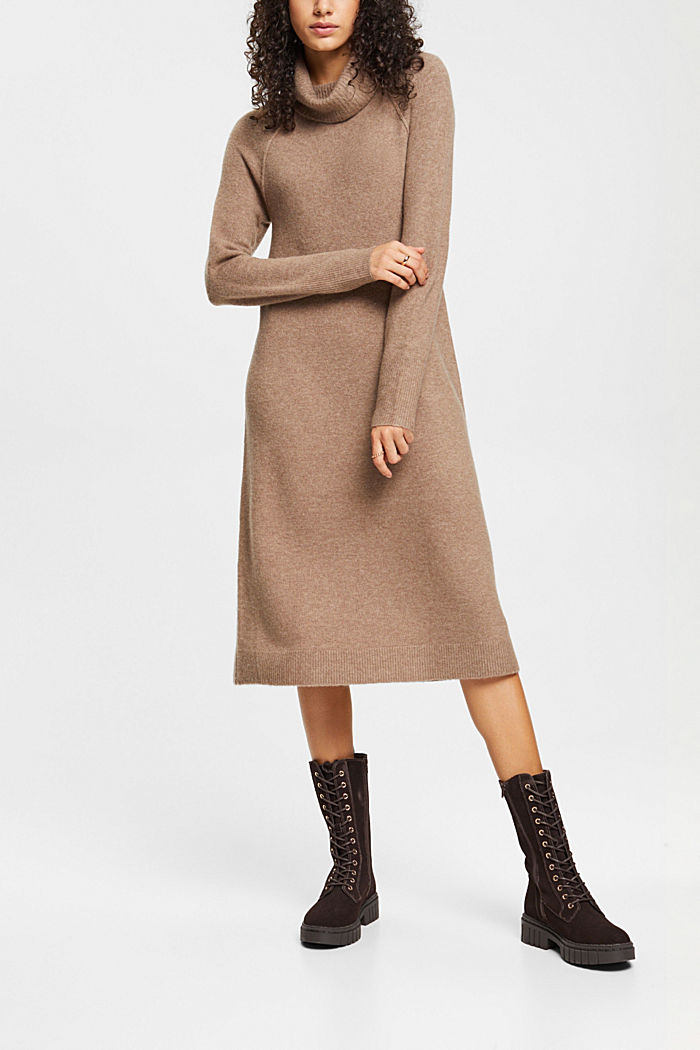 Wool blend turtleneck dress, TAUPE, detail-asia image number 5