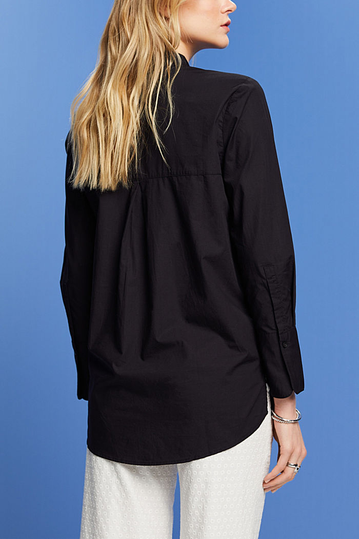 Blouse with round neck, organic cotton, BLACK, detail-asia image number 3