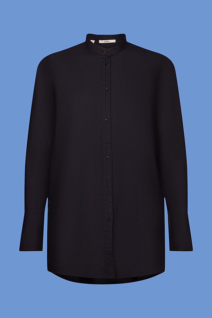 Blouse with round neck, organic cotton, BLACK, detail-asia image number 5