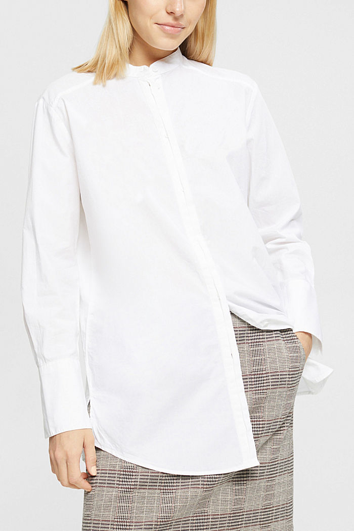 Blouse with round neck, organic cotton, WHITE, detail-asia image number 0