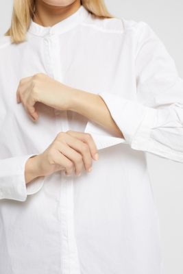 Blouse with round neck, organic cotton, WHITE, detail-asia image number 4