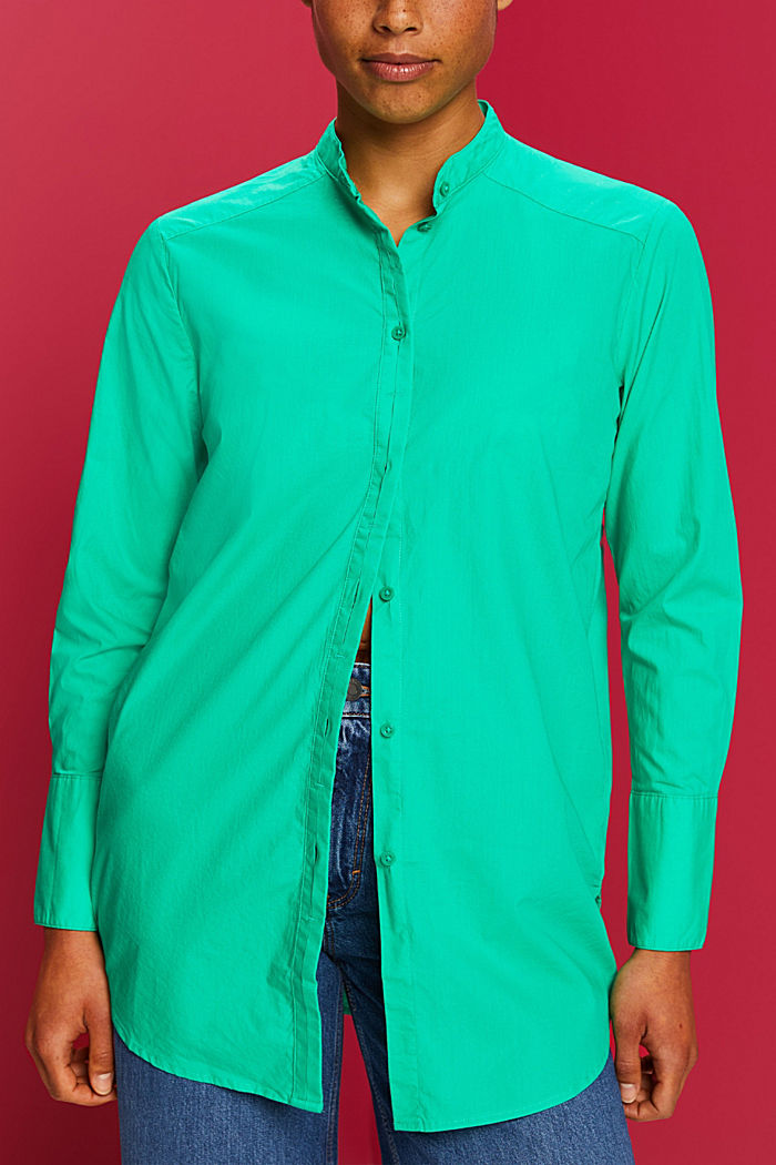 Blouse with round neck, organic cotton, LIGHT GREEN, detail-asia image number 0