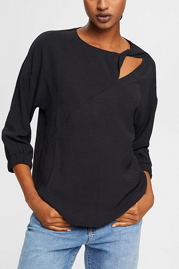 Blouse with cut-out, BLACK, detail-asia image number 0