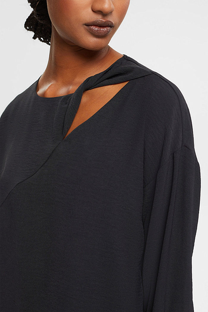 Blouse with cut-out, BLACK, detail-asia image number 4