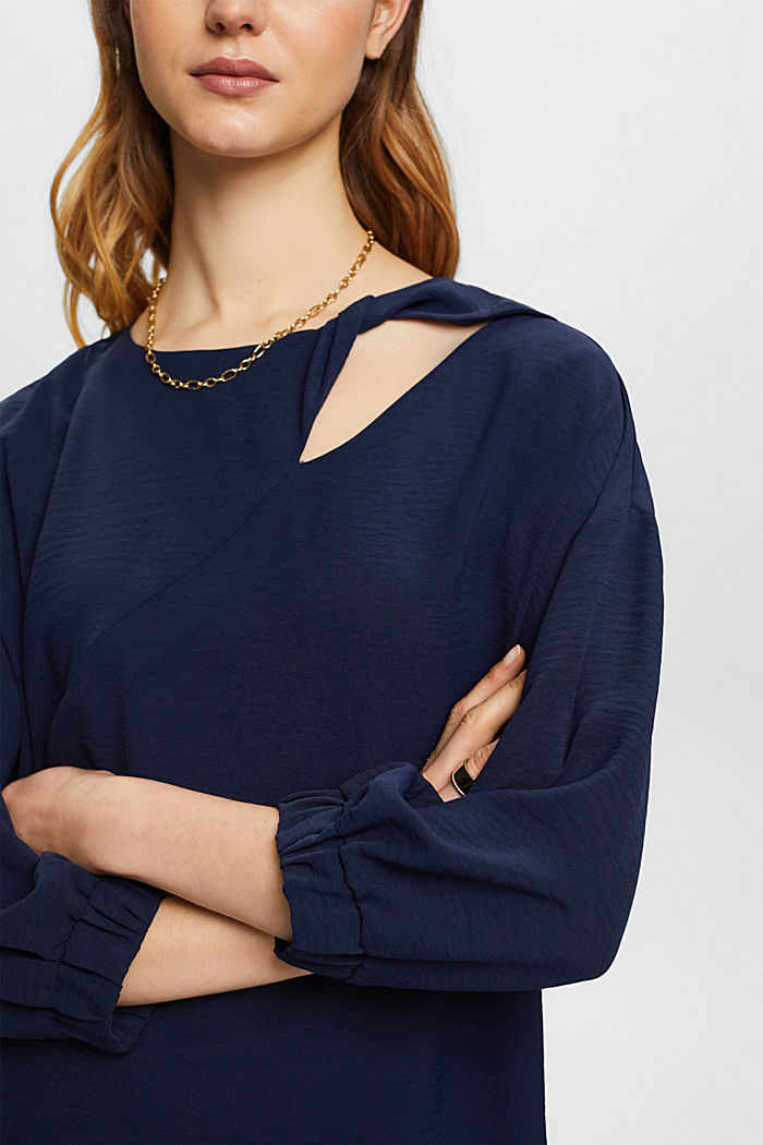 Blouse with cut-out, NAVY, detail-asia image number 2