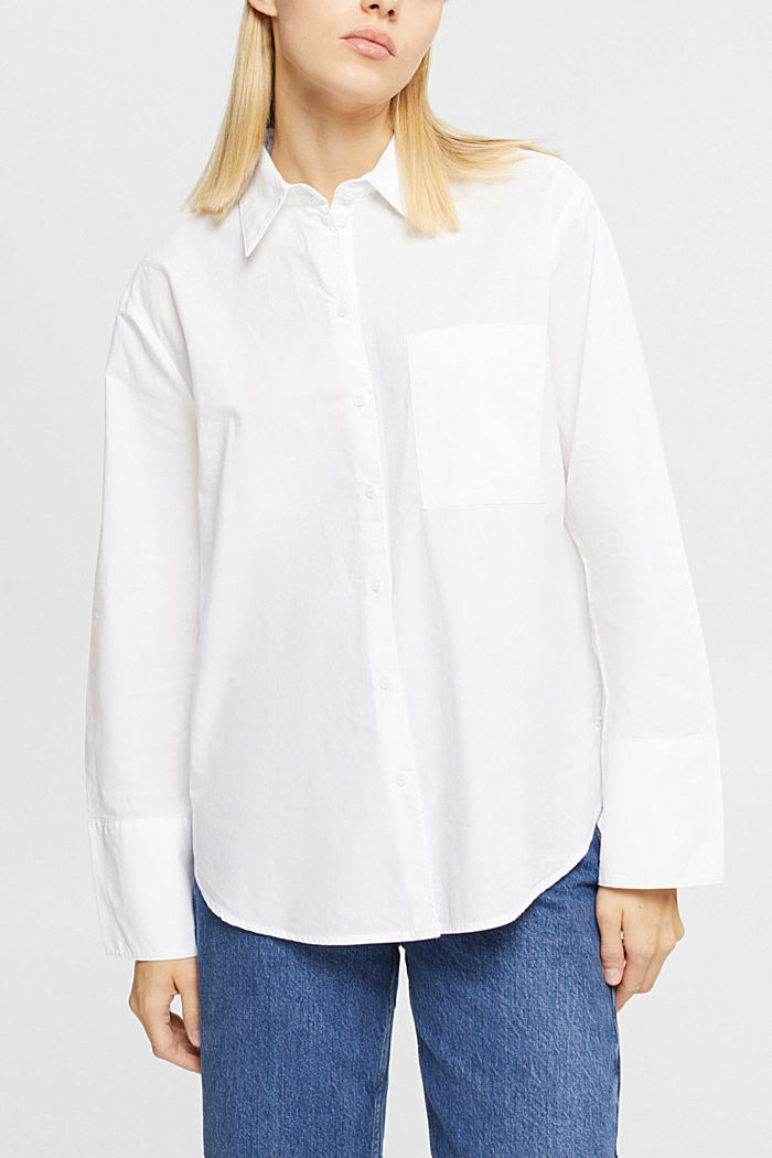 超大廓形白色棉質恤衫, 白色, detail-asia image number 0