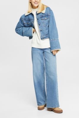 短款人造毛皮鑲邊牛仔外套, BLUE MEDIUM WASHED, detail-asia image number 3