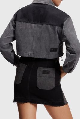 Cropped trucker jacket, BLACK MEDIUM WASH, detail-asia image number 1