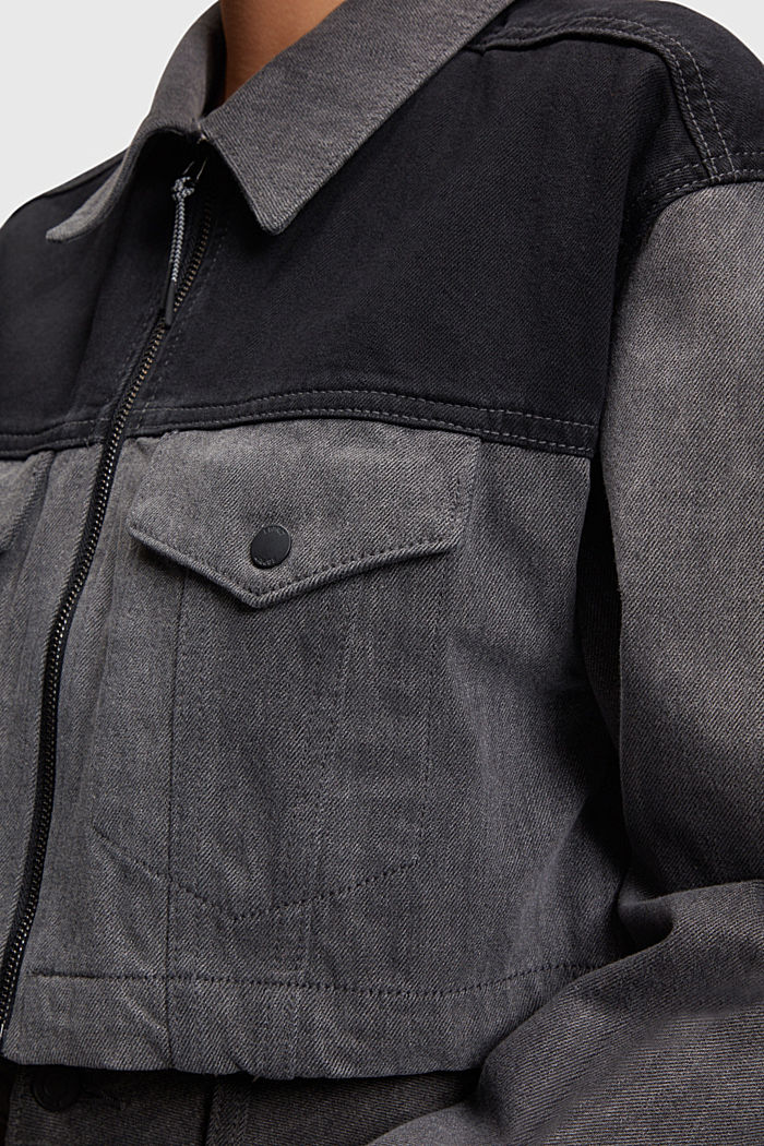 Cropped trucker jacket, BLACK MEDIUM WASH, detail-asia image number 2