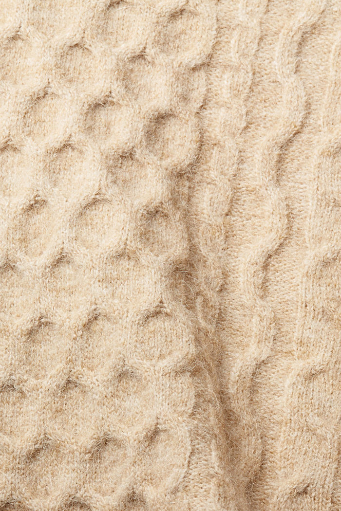 Cropped cable jumper with alpaca, SAND, detail-asia image number 5