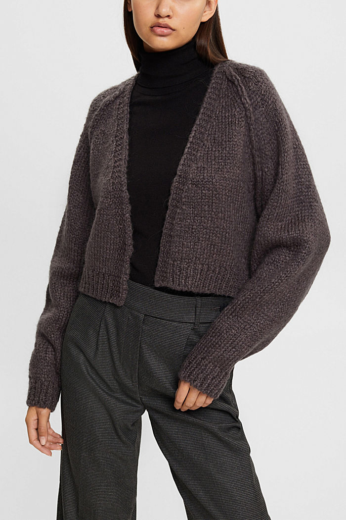 Cropped wool blend cardigan