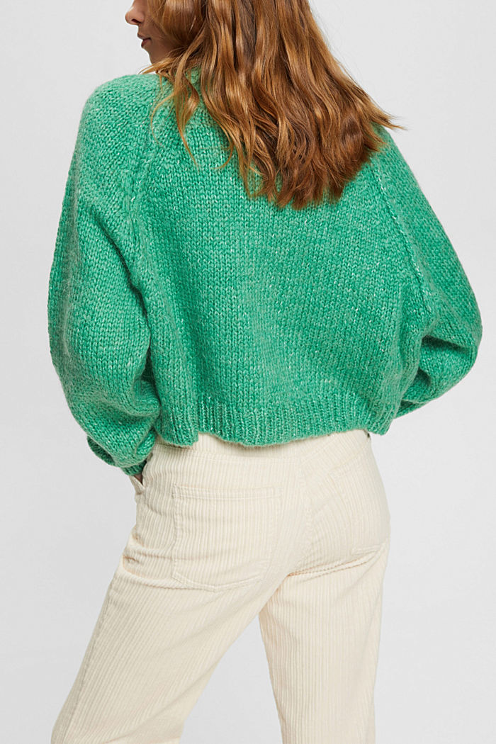 Cropped wool blend cardigan, LIGHT GREEN, detail-asia image number 3