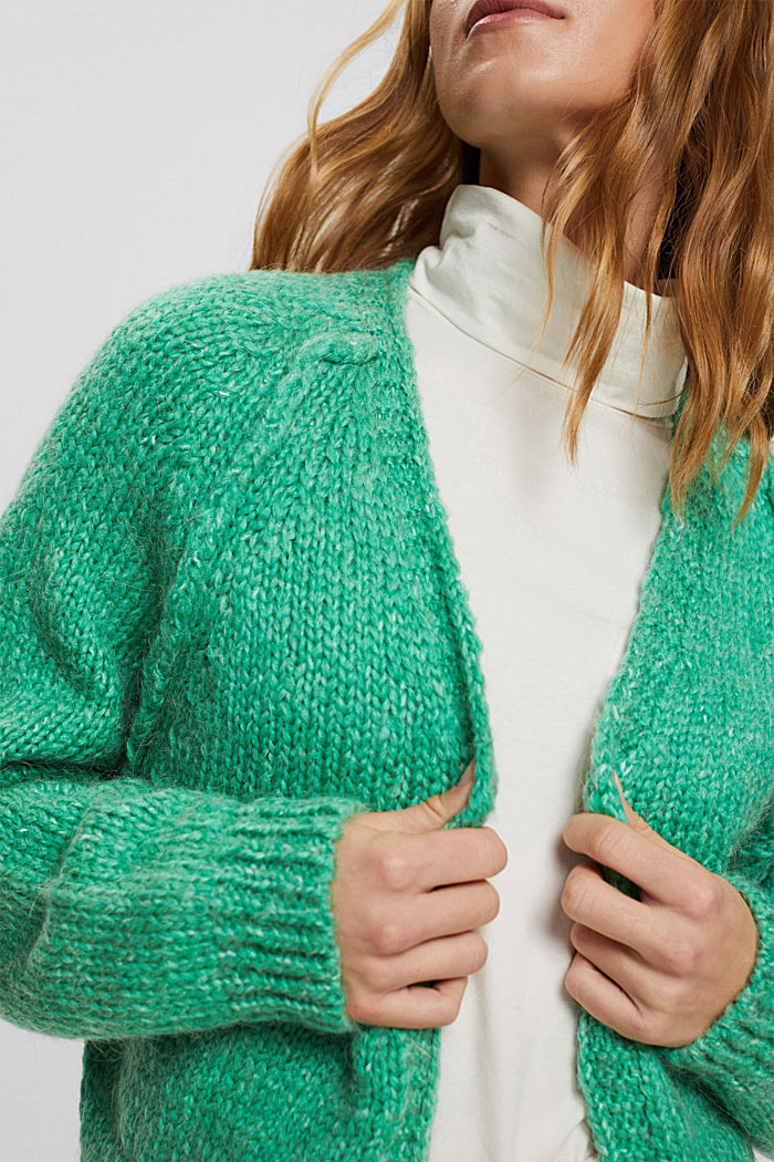 Cropped wool blend cardigan, LIGHT GREEN, detail-asia image number 2