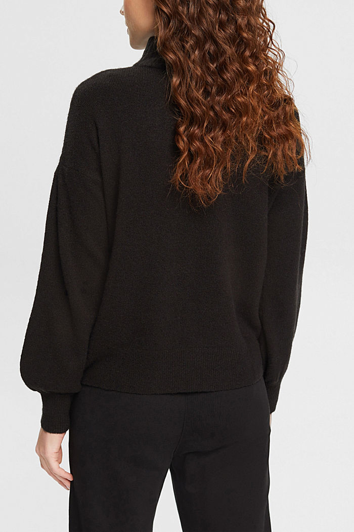 Wool blend jumper with stand-up colllar, BLACK, detail-asia image number 1