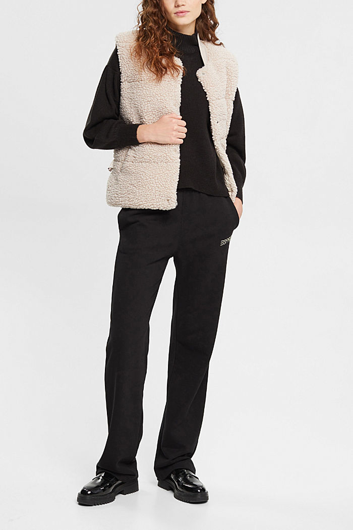 羊毛混紡企領針織上衣, 黑色, detail-asia image number 2
