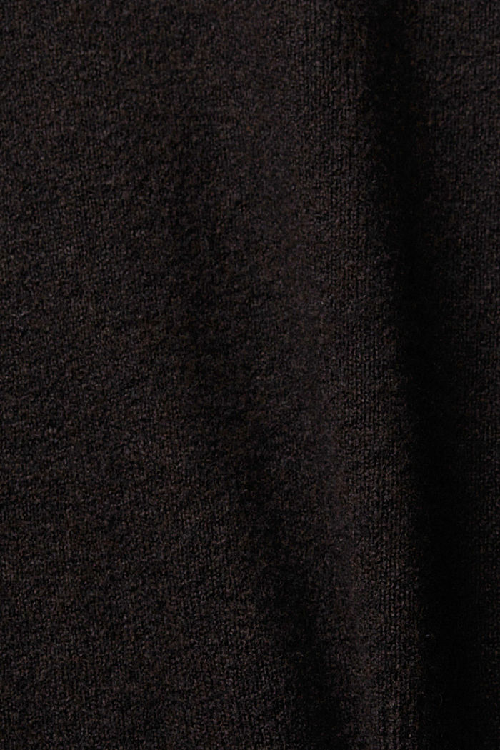 羊毛混紡企領針織上衣, 黑色, detail-asia image number 5