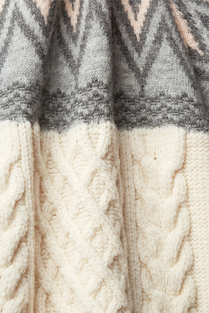 Jacquard knit roll neck jumper with wool, OFF WHITE, detail-asia image number 5