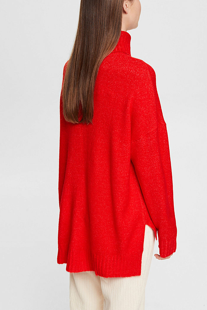 針織混色紗線高領毛衣, 紅色, detail-asia image number 3