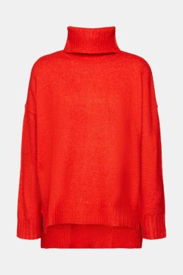 Knitted roll neck sweater, RED, detail-asia image number 6
