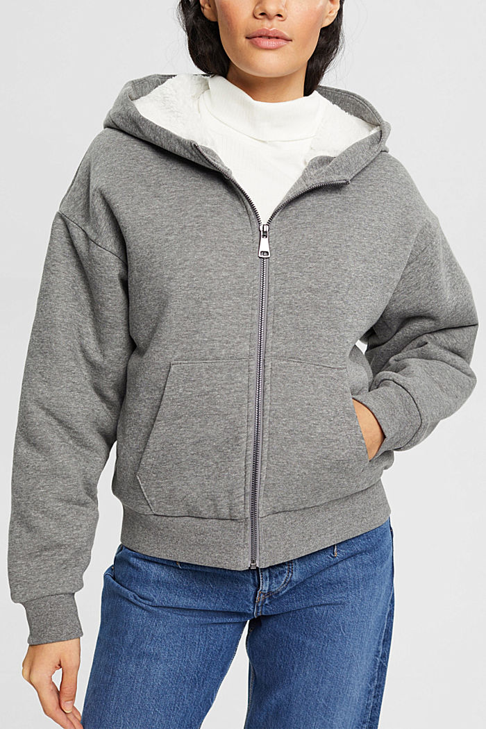 Fleece-lined zip hoody, MEDIUM GREY, detail-asia image number 0