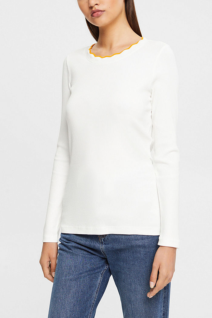 Ribbed long sleeve, stretch cotton