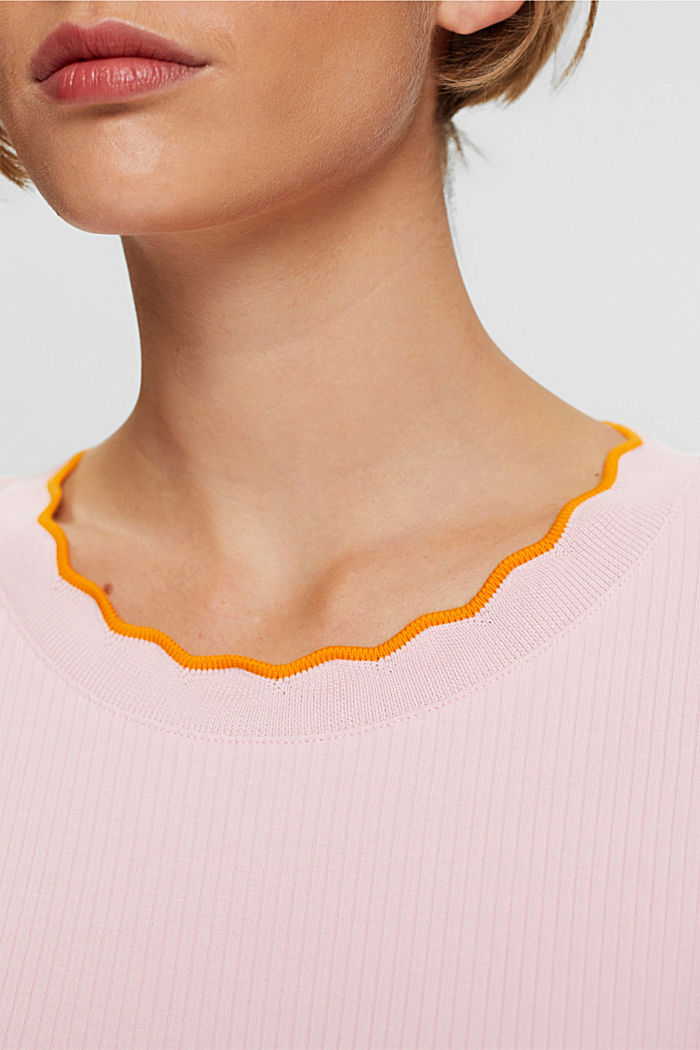 Ribbed long sleeve, stretch cotton, LIGHT PINK, detail-asia image number 2