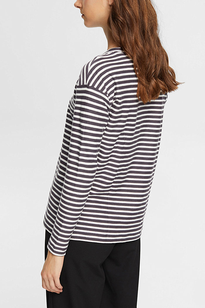 Striped long sleeve, 100% cotton, ANTHRACITE, detail-asia image number 3