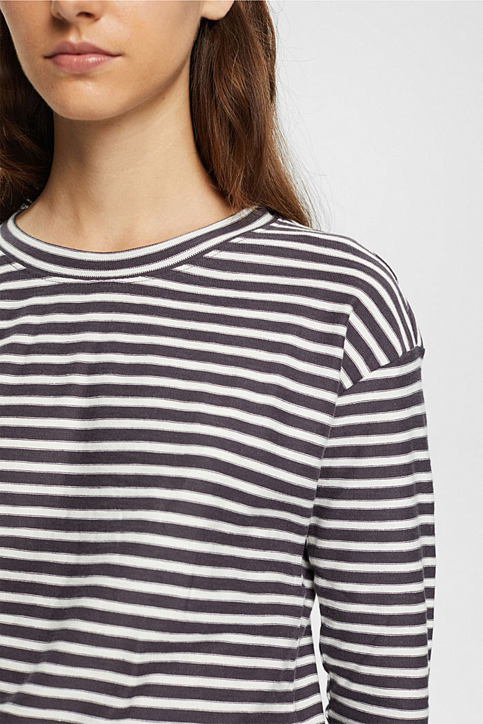 Striped long sleeve, 100% cotton, ANTHRACITE, detail-asia image number 2