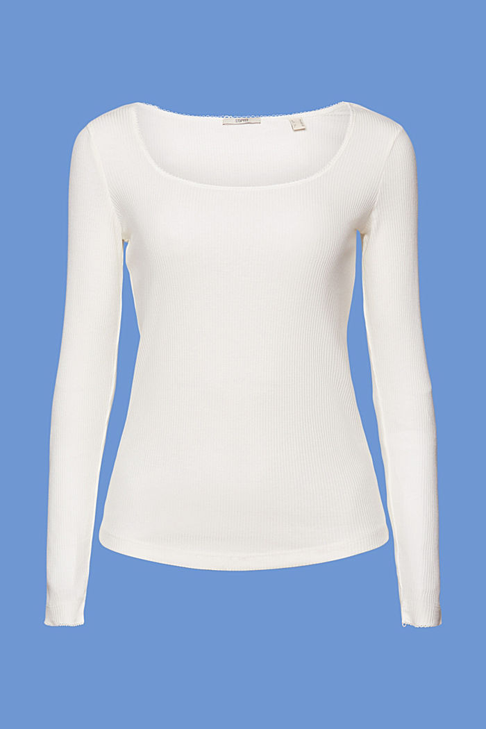 Ribbed long sleeve top, OFF WHITE, detail-asia image number 6