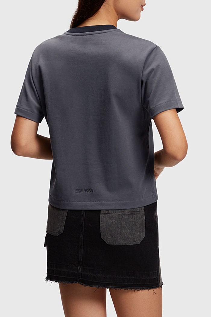 厚平織布方正版型T恤, 深灰色, detail-asia image number 1