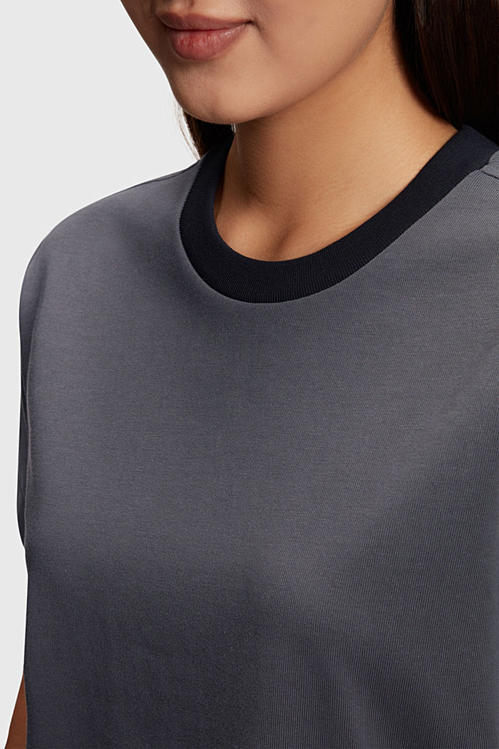 厚平織布方正版型T恤, 深灰色, detail-asia image number 2