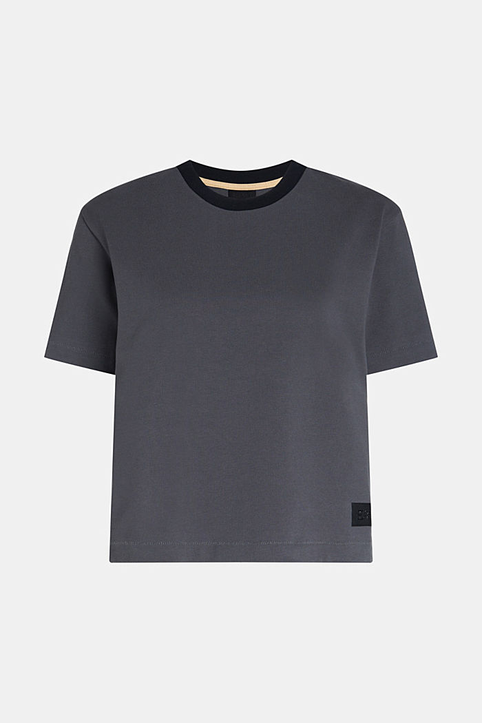 厚平織布方正版型T恤, 深灰色, detail-asia image number 4